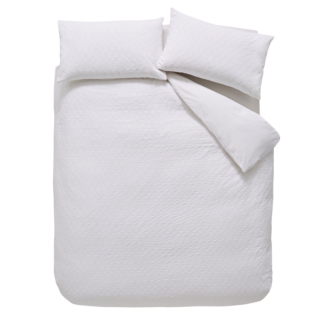 Bianca Cotton Waffle Cotton Circle 100% Cotton Duvet Cover Set with Pillowcases White Double Duvet Cover + 2 Standard Pillowcases
